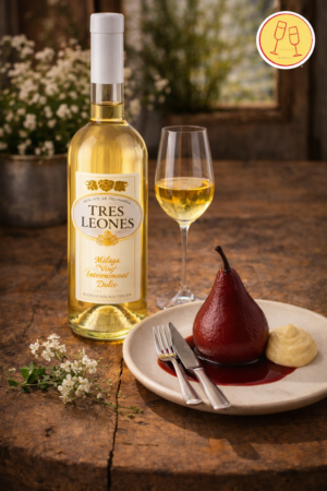 Pack 12 - Tres Leones 2025 + Pera escaldada al vino dulce con crema de Almendra