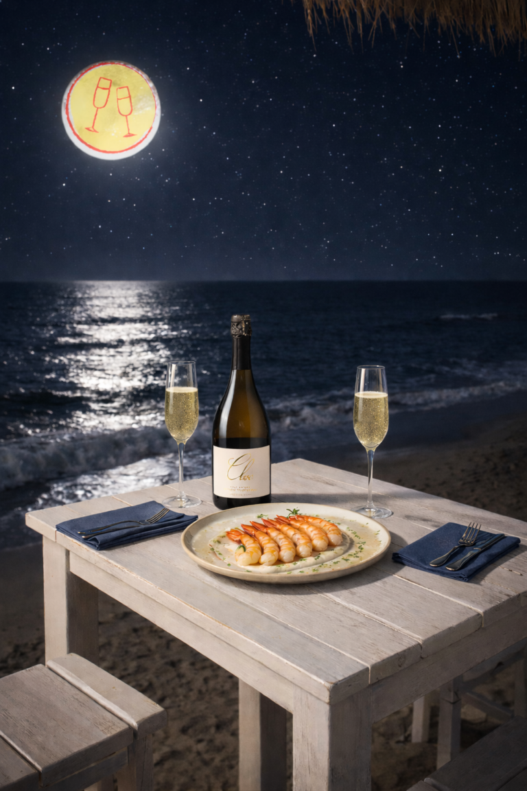 Pack 17 – Cloe Brut Nature + Gambones a la plancha con emulsión de limón, puré de apionabo y aromas de hierbas