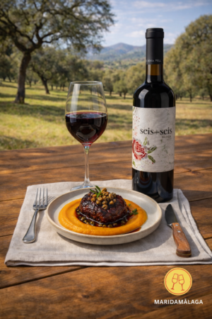 Pack Seis+Seis + Carrillera de Cerdo ibérico glaseada con crema de Zanahoria y crujiente de Alcaparra | Marida Málaga